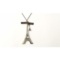 Ciondolo con torre Eiffel in ottone e swarovski