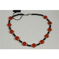 Collana perle vetro veneziano arancione e perline nere