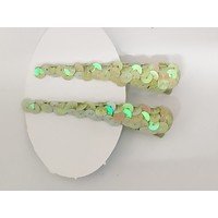 Coppia di becchi d'oca con paiettes verde chiaro