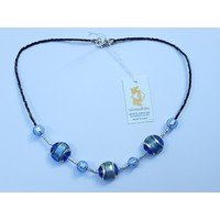 Girocollo in vetro di Murano con perle turchesi ed azzurre