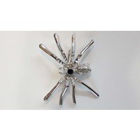 Spilla a forma di ragno argentato con swarovski bianchi